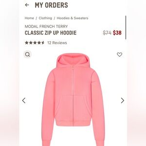 NWT Skims Modal French Terry Classic Zip-Up Hoodie